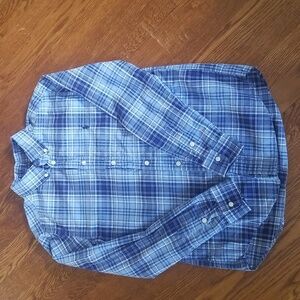 Boys Ralph Lauren blue plaid button up, size large.